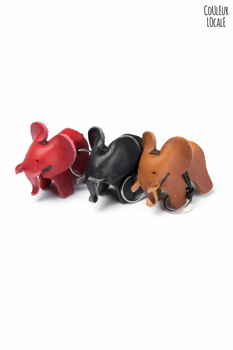 Leren sleutelhanger olifant - rood