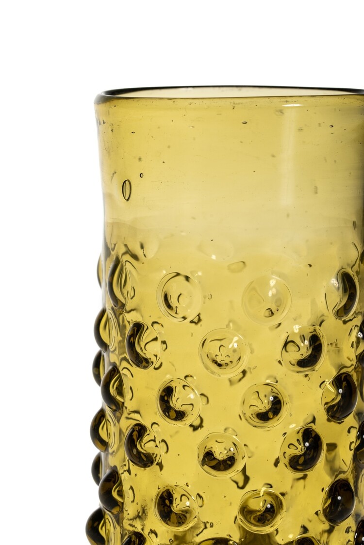 Mondgeblazen glas met bubbels - amber