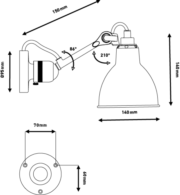 Lampe Gras N304 black - wall lamp