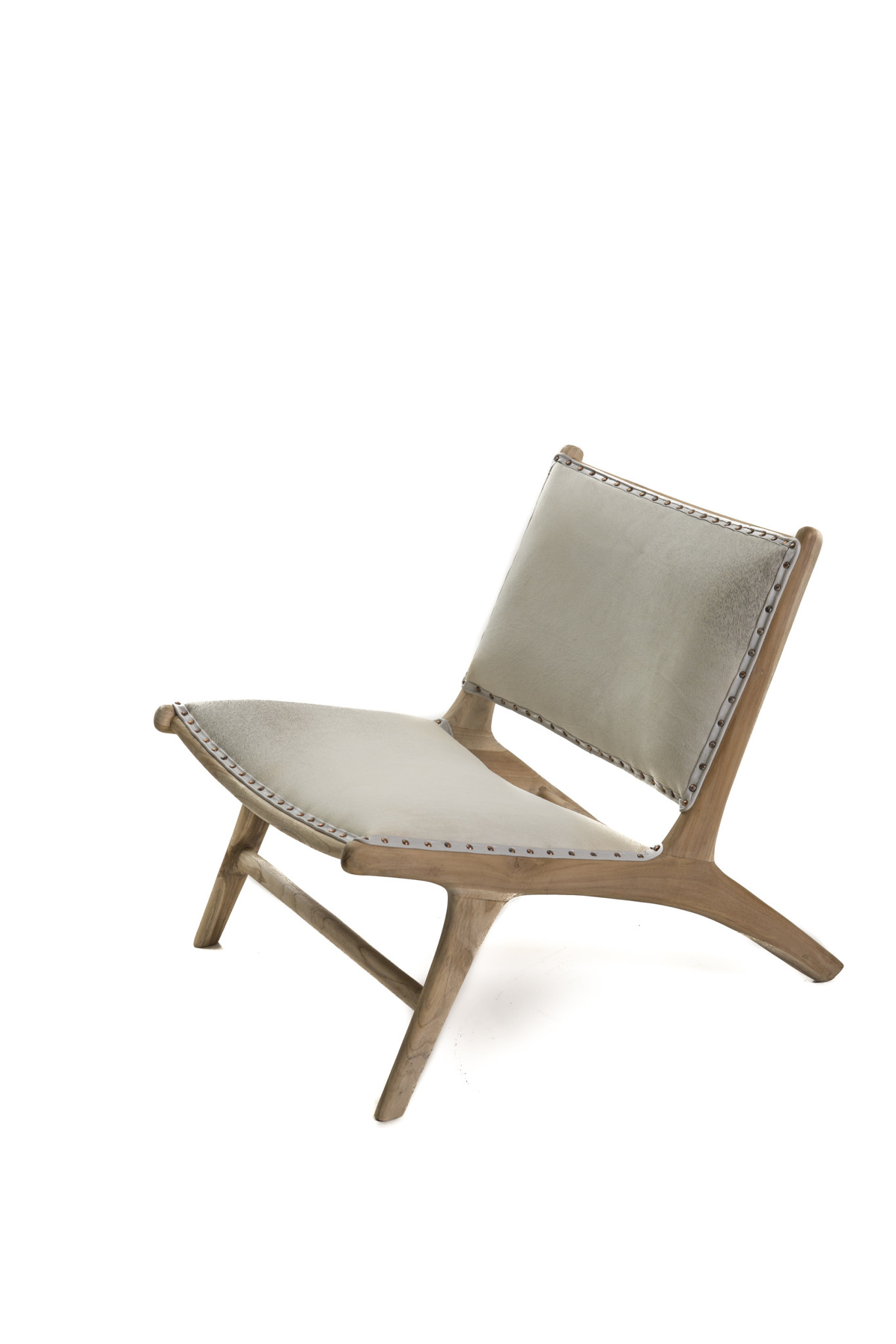 Couleur Locale Monroe Lounge Chair White Cowhide White Wash