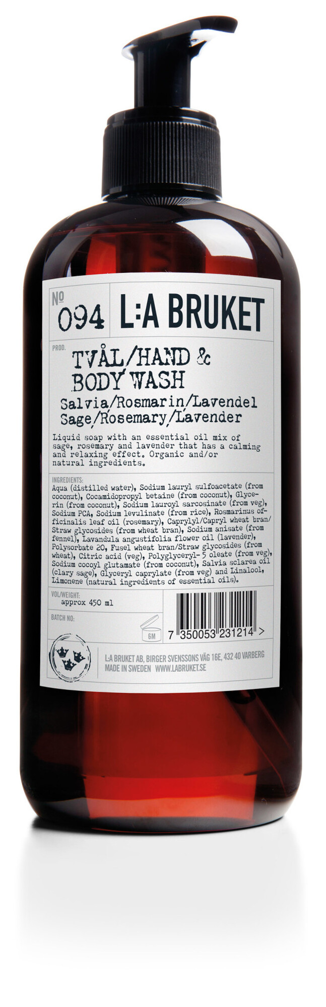 LA Bruket 094 Hand & body wash sage/rosemary/lavender - 450 ml