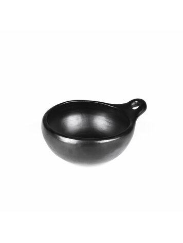 Black Pottery Soepkom met steel