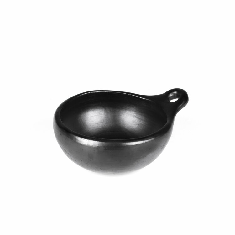 Black Pottery Soup bowl with handle