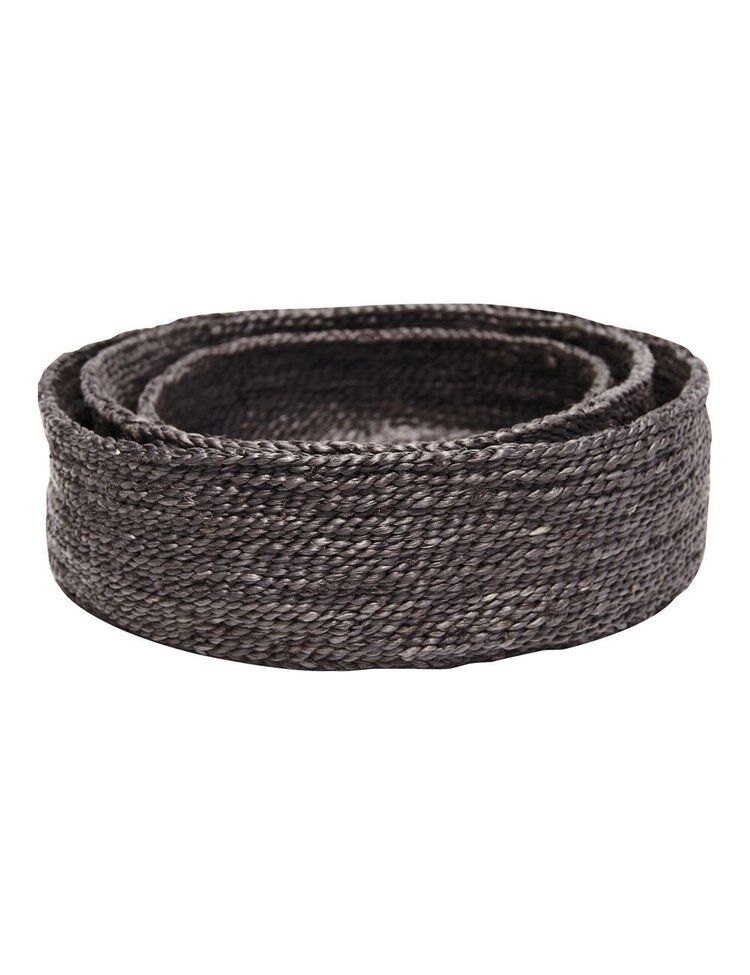 The Dharma Door Trio of round jute baskets - charcoal