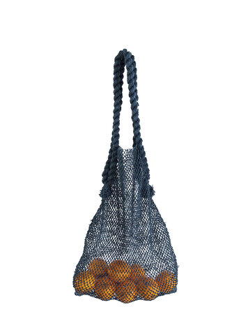 The Dharma Door Jute netzak met lederen handvatten -indigo