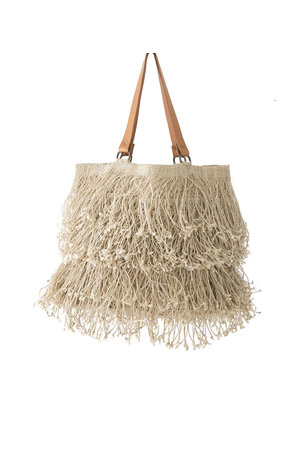 The Dharma Door Jute shopper met franjes