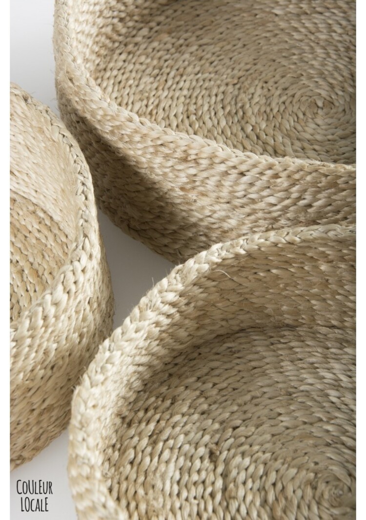 The Dharma Door Trio of round jute baskets - natural