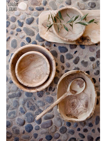 Salad bowl round - olive wood