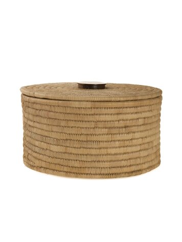 Palm Cylinder Storage Basket With Lid