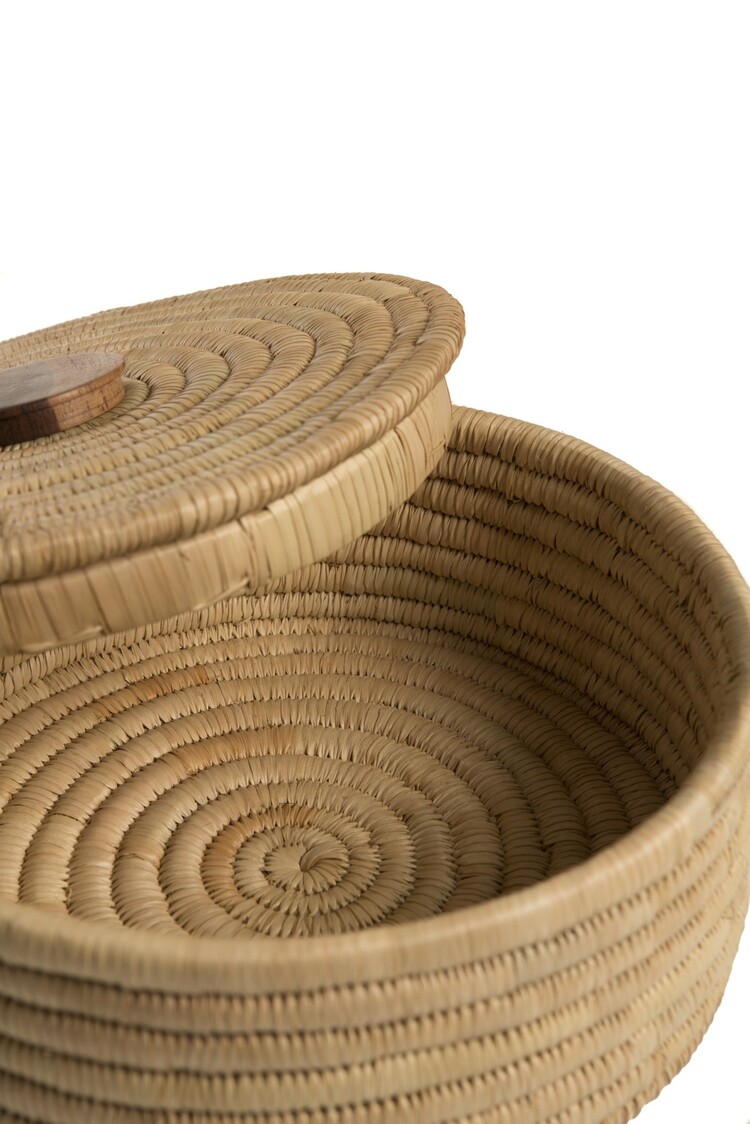 Palm Cylinder Storage Basket With Lid