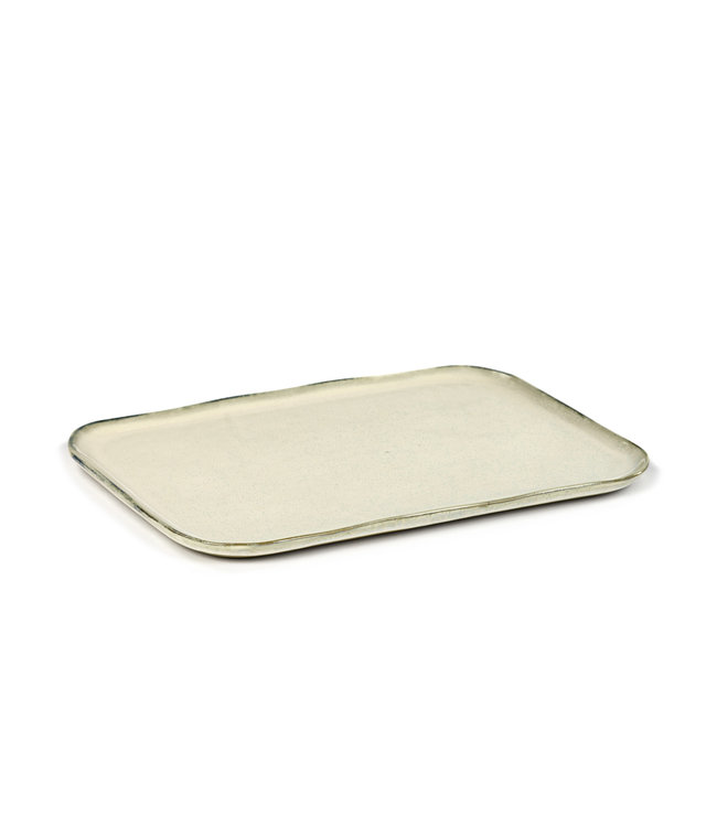 Plate rectangular Merci no. 1 XL off-white