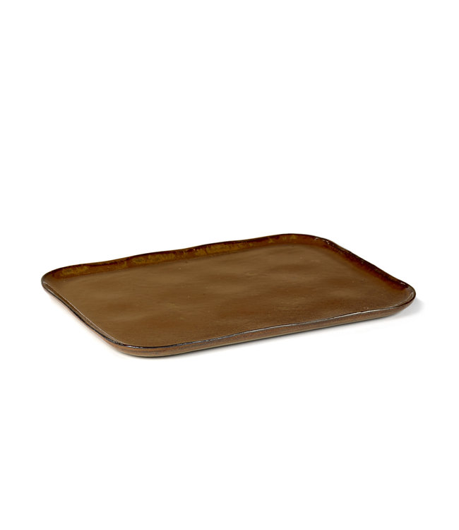 Plate rectangular Merci no. 1 XL oker / brown