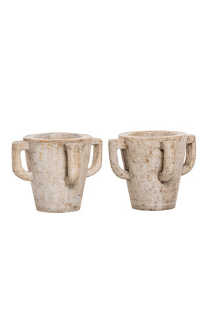 Pair of old Indian medicine mortars - marble