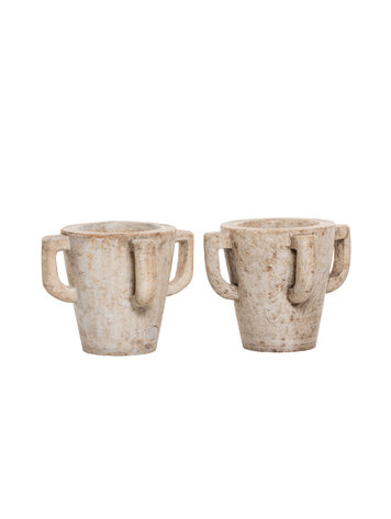Pair of old Indian medicine mortars - marble