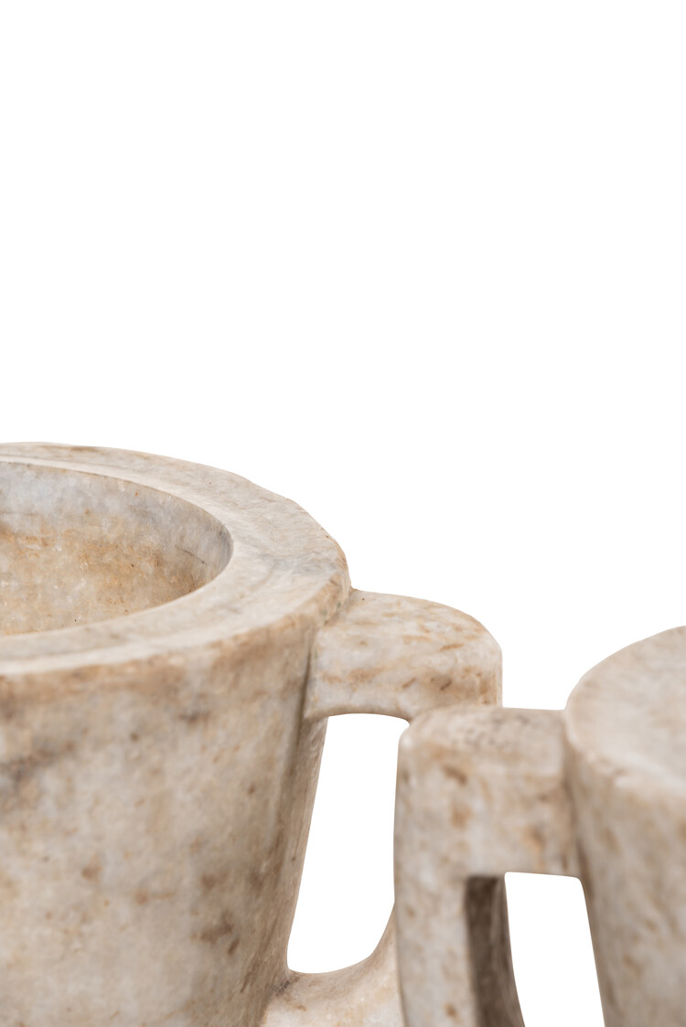 Pair of old Indian medicine mortars - marble