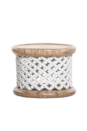 Bamileke coffeetable white/natural Ø50cm