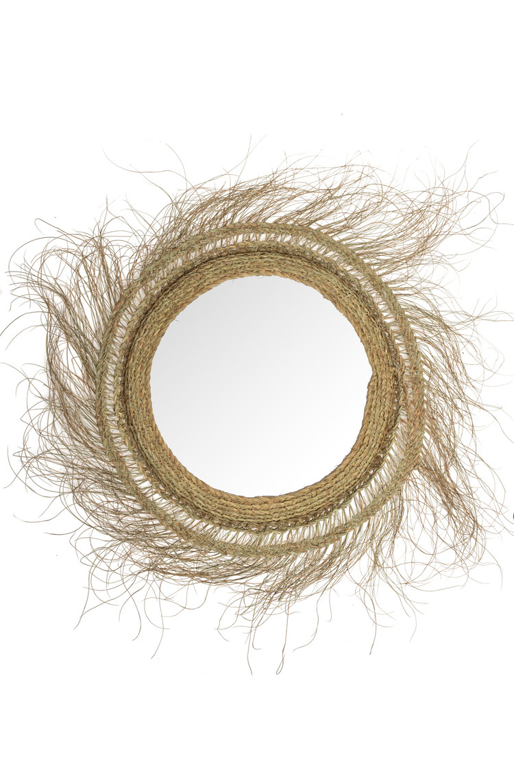 Rock The Kasbah Mirror seagrass 'Idol' with fringes