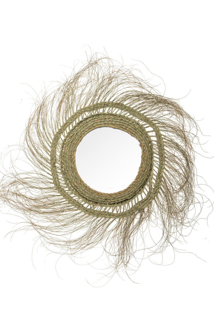 Rock The Kasbah Mirror seagrass 'Idol' with fringes