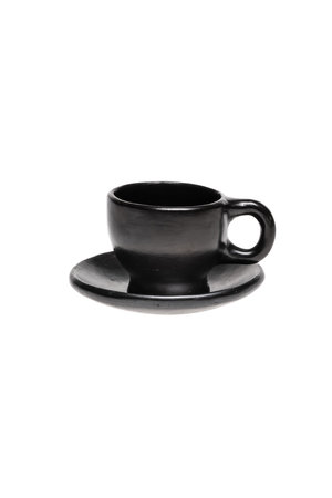 Black Pottery Koffiekopje met bord