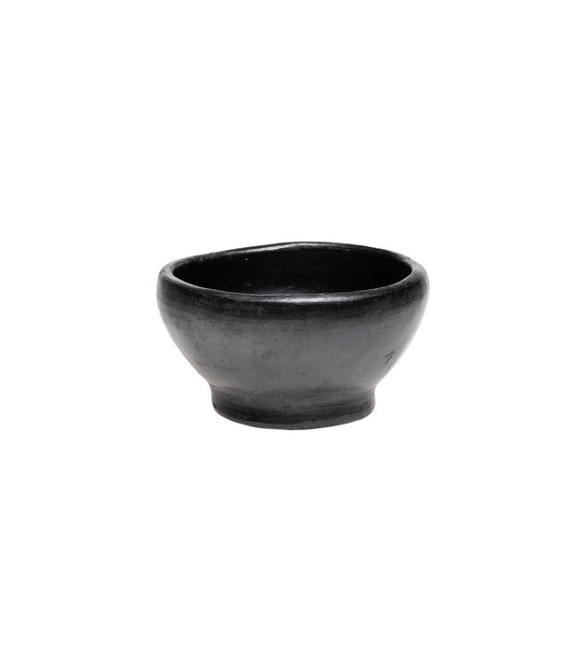 Black Pottery Soup bowl with base