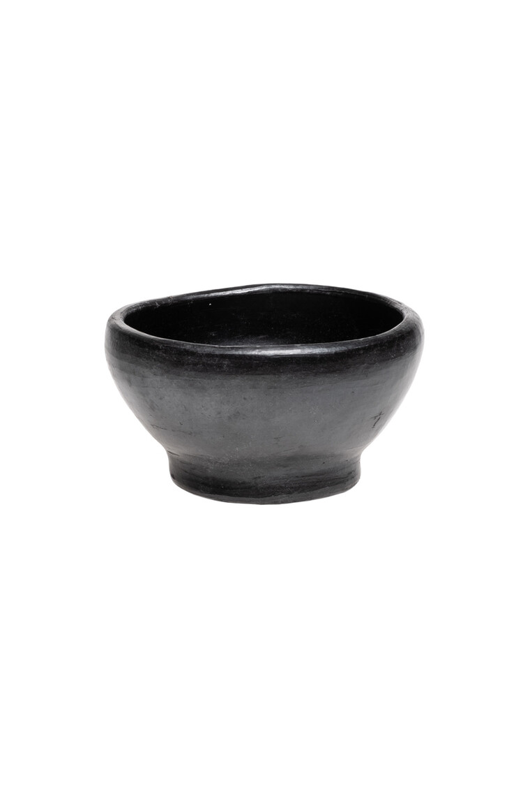 Black Pottery Soup bowl with base