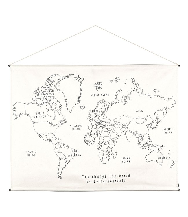World map borduur poster kit