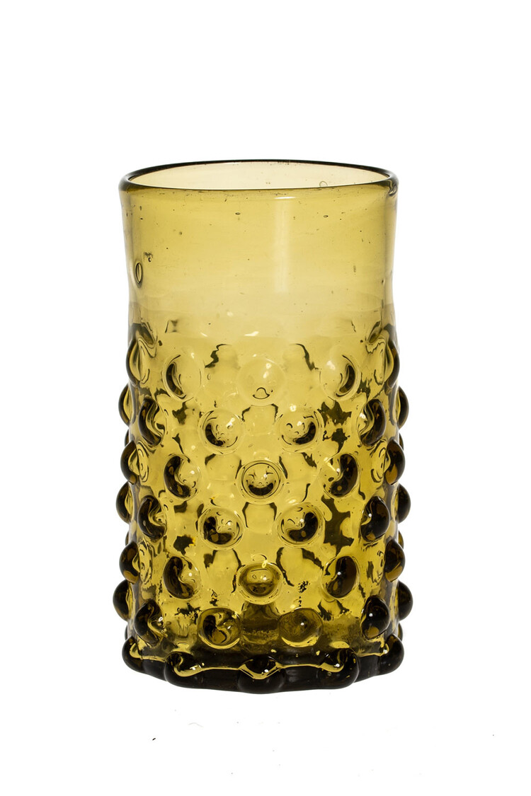 Mouth blown bubble glass - amber