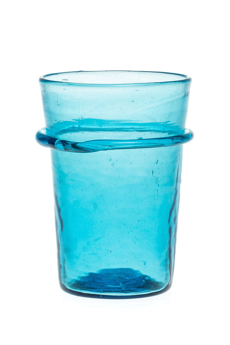 Mouth blown ringed glass - turquoise