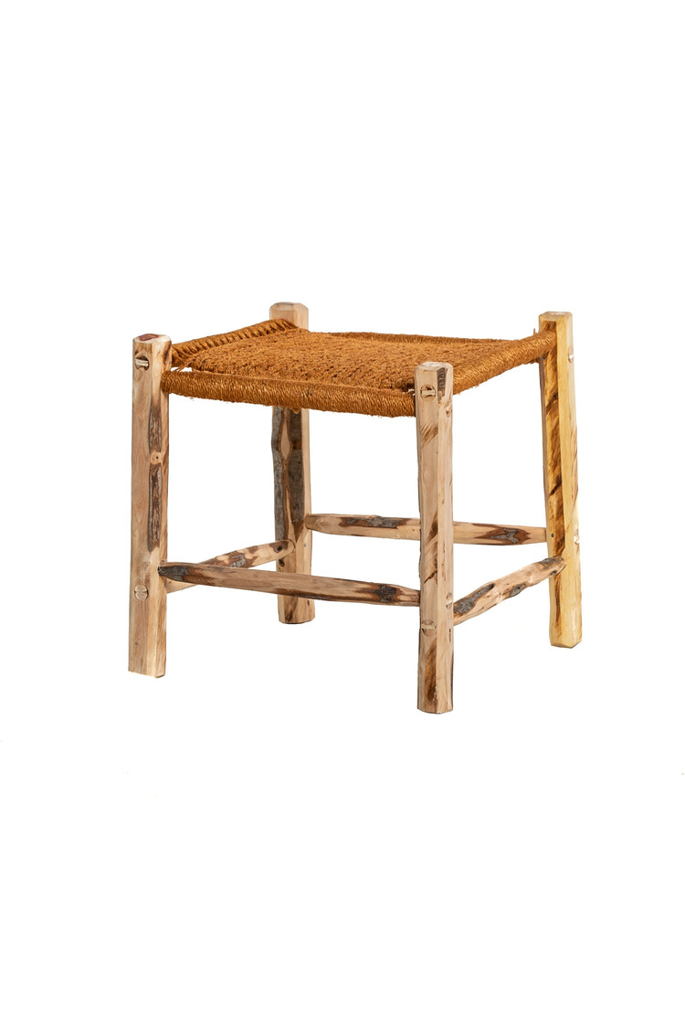 Stool olive wood - terracotta