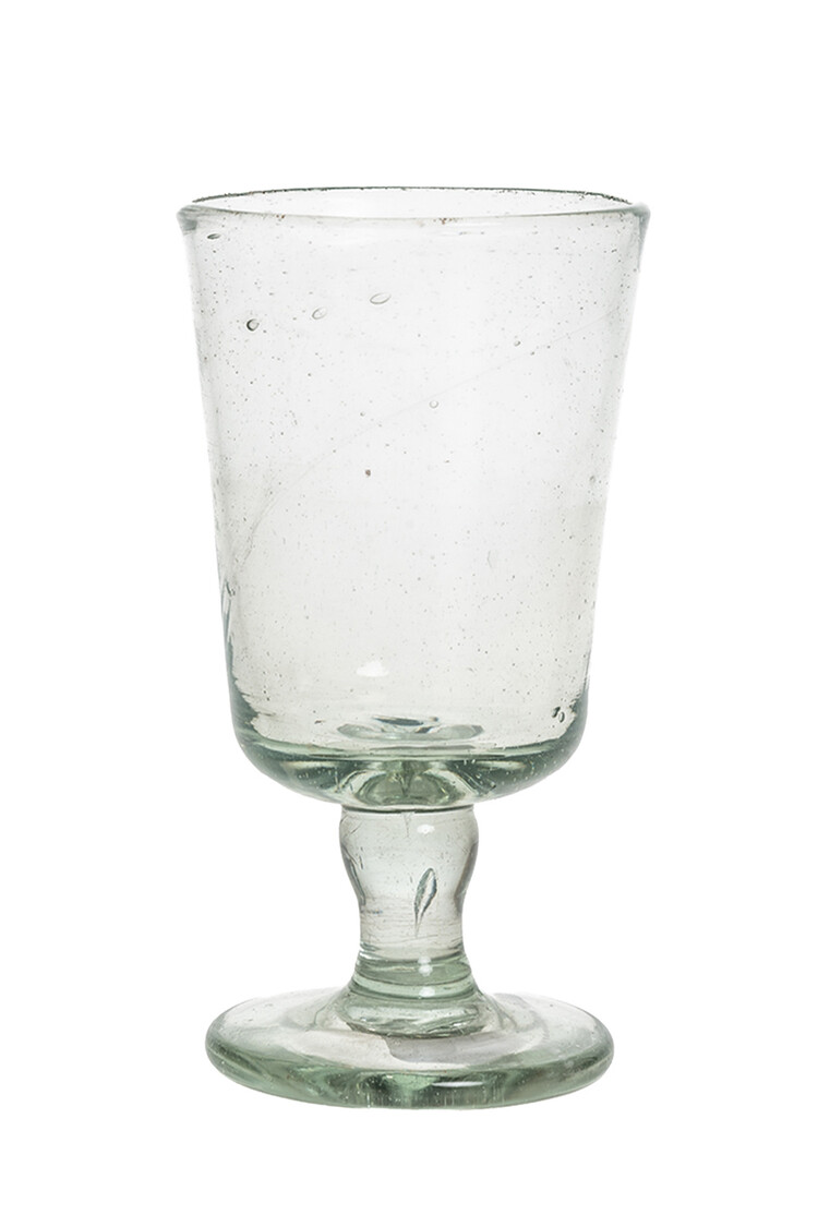 Mouth blown glass on foot -  transparent