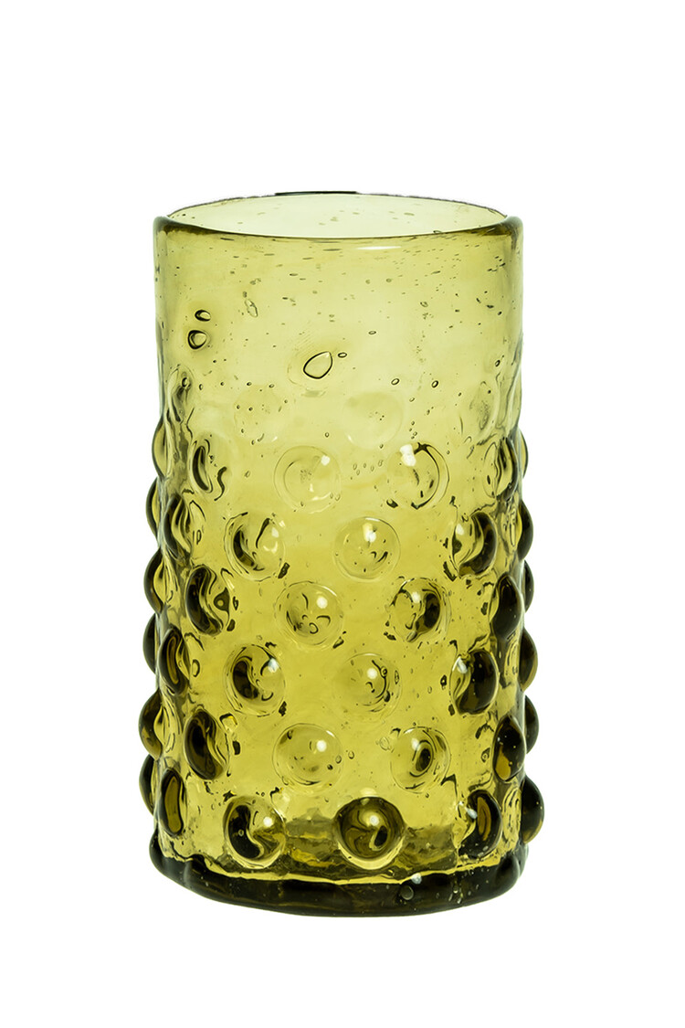 Mondgeblazen glas met bubbels – olijfgroen
