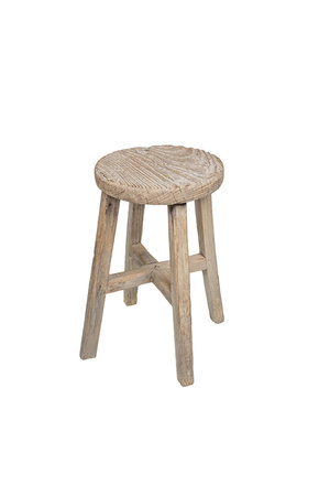 Elm wood antique round stool