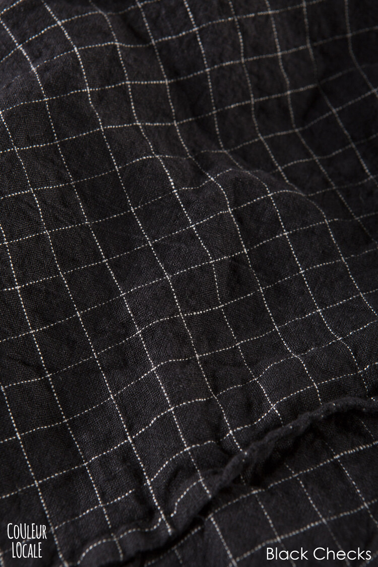 Linge Particulier Dekbedovertrek linnen - black checks