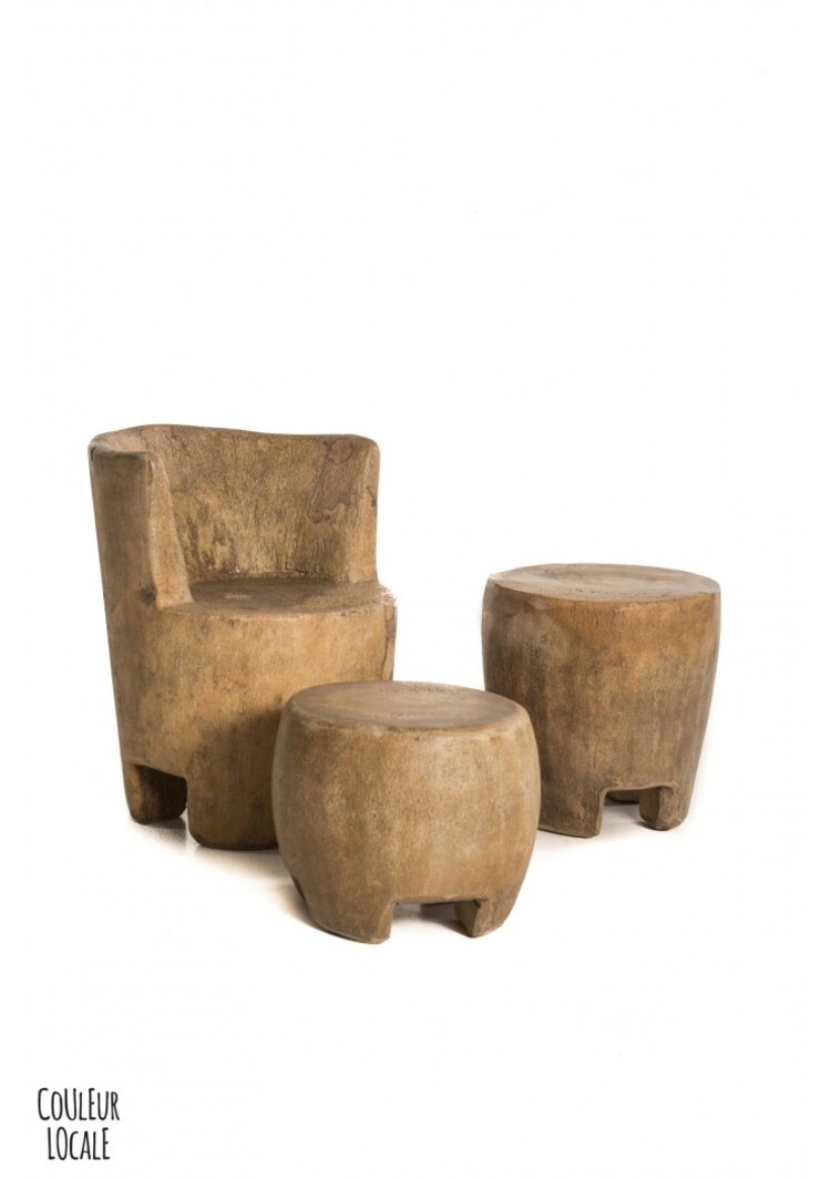 Stool Tambour - palm wood