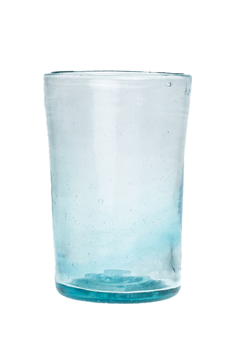 Mouth blown small conical glass - turquoise