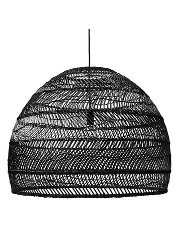 Handgevlochten rieten hanglamp  ball - zwart