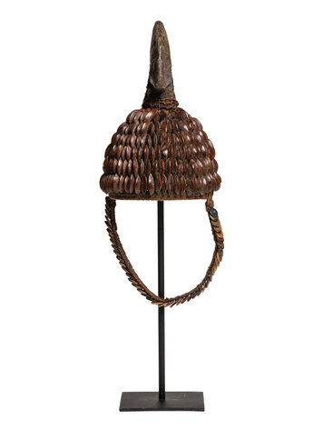 Tribaal hoedje met zaad knopen en calao bek - Lega, D.R. Congo