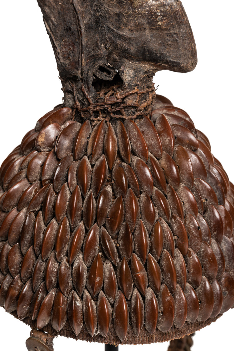 Tribal hat with seeds buttons & hornbill - Lega , D.R. Congo