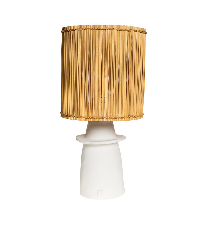 White ceramic table lamp N°1 GM - reed
