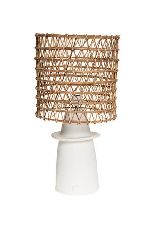Rock The Kasbah White ceramic table lamp N°1 GM - date palm branch