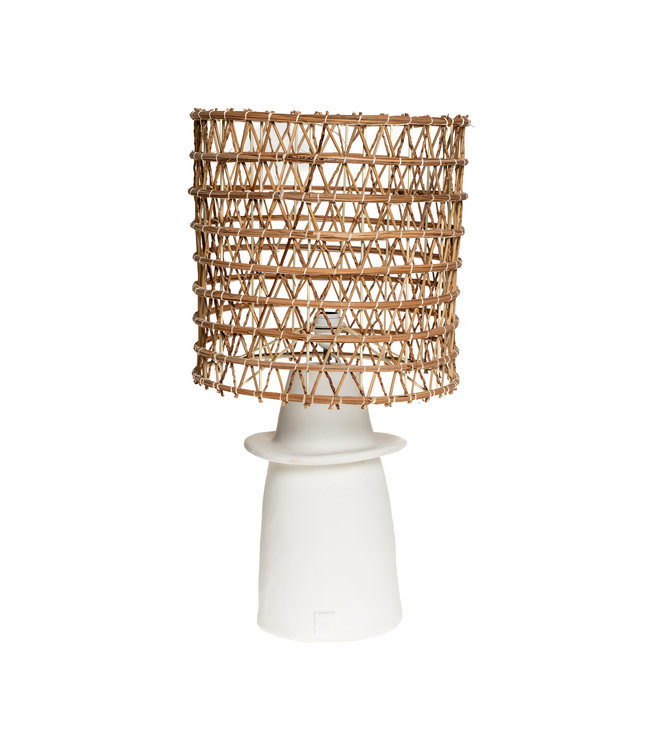 White ceramic table lamp N°1 GM - date palm branch