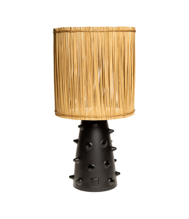 Black ceramic table lamp N°2 GM - reed