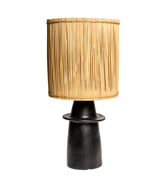 Black ceramic table lamp N°1 GM - reed