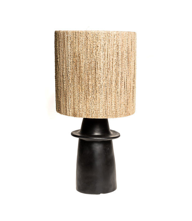 Black ceramic table lamp N°1 GM - cord