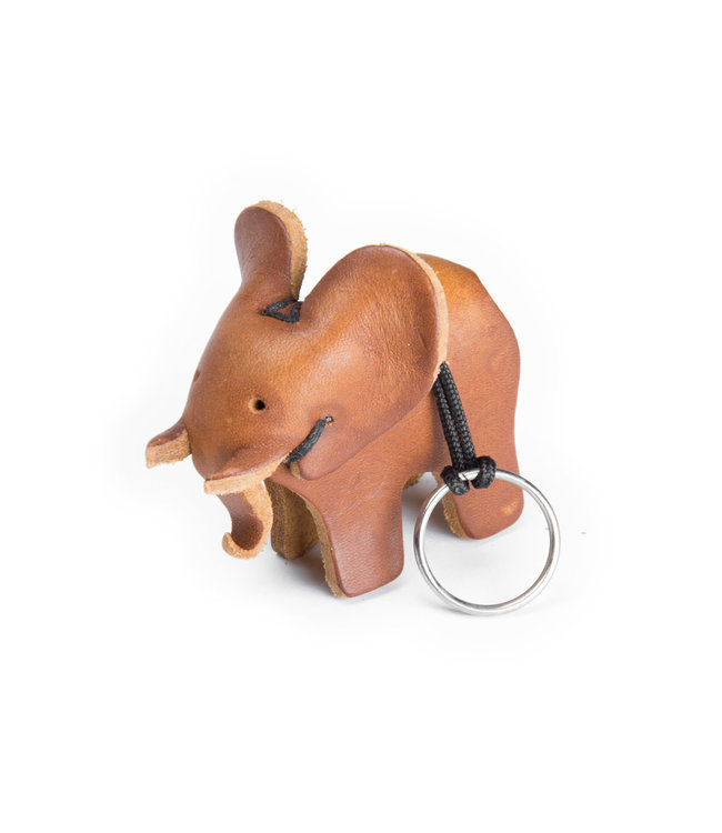 Couleur Locale • Leather key ring elephant large brown • Couleur Locale
