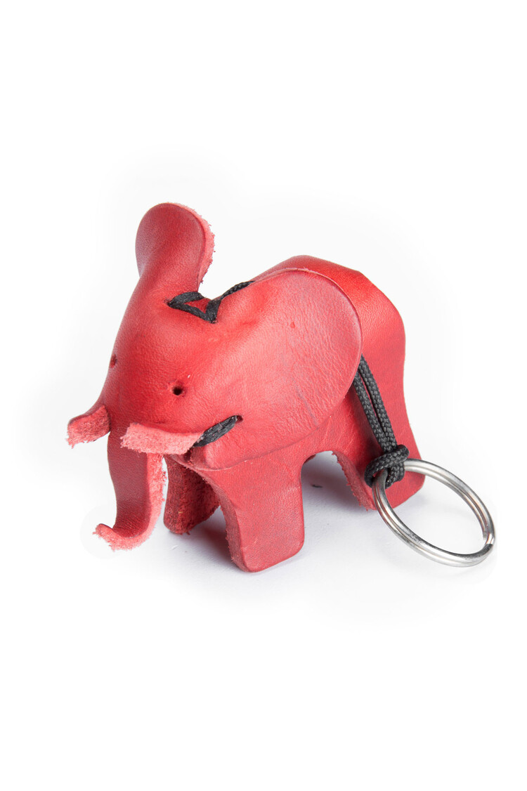Leren sleutelhanger olifant - rood