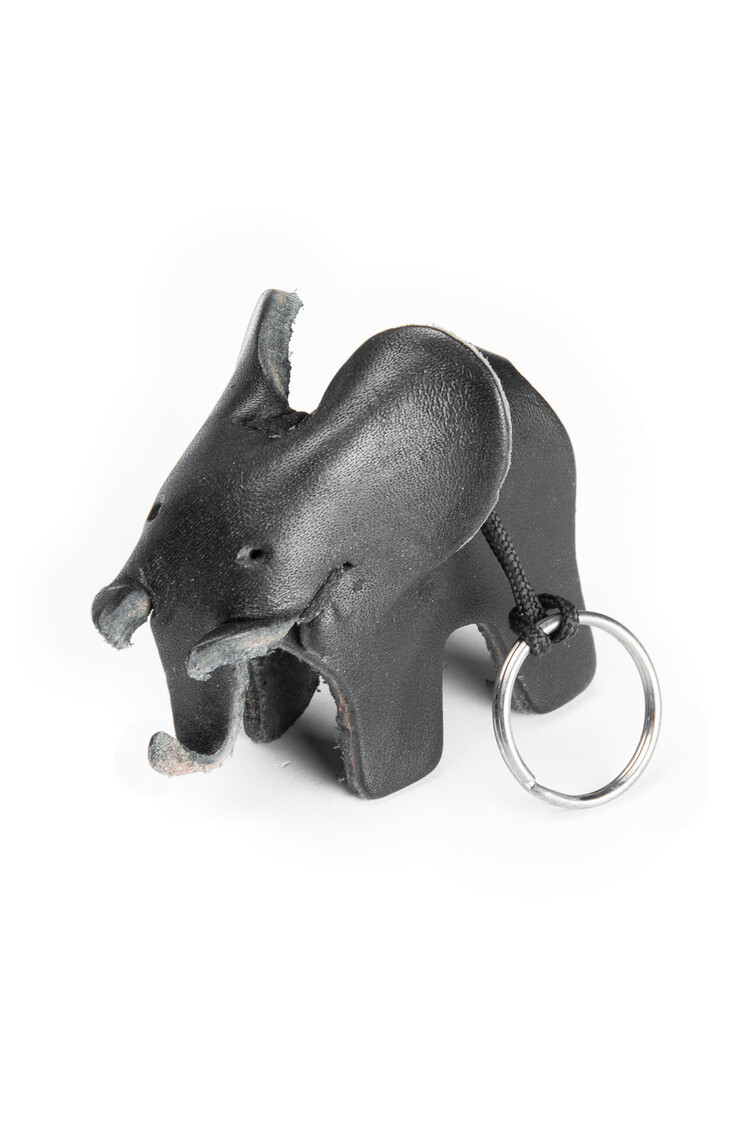 Leren  sleutelhanger olifant - zwart