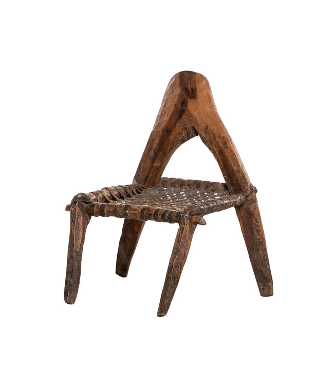 Authentiek stoeltje met leder - Ethiopië