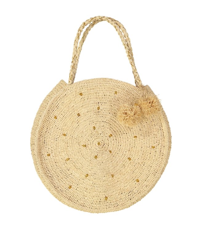 Round raffia crochet basket bag L