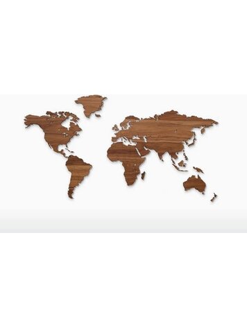 Wooden Amsterdam Wooden world map - walnut